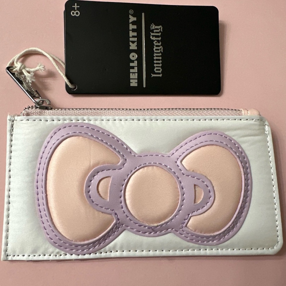 NWT Loungefly Hello Kitty Pastel Bow Card Holder Wallet - White Pink & Lavender